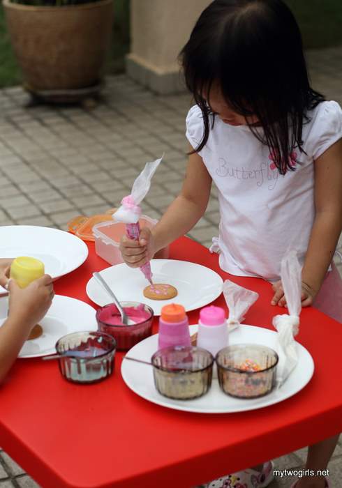 Zaria working on her 1st cookie
